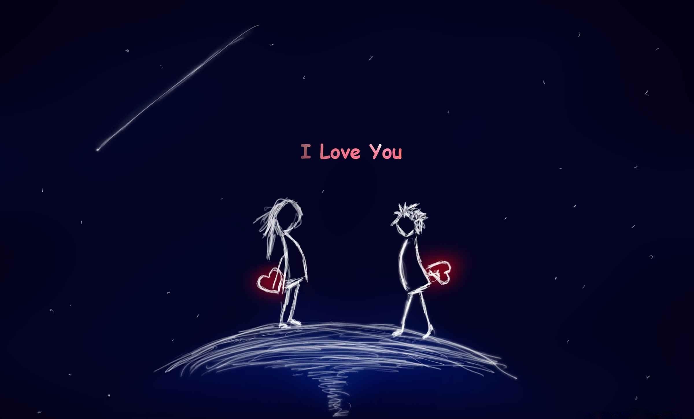 I Love You Cartoon Couple Wallpaper Background