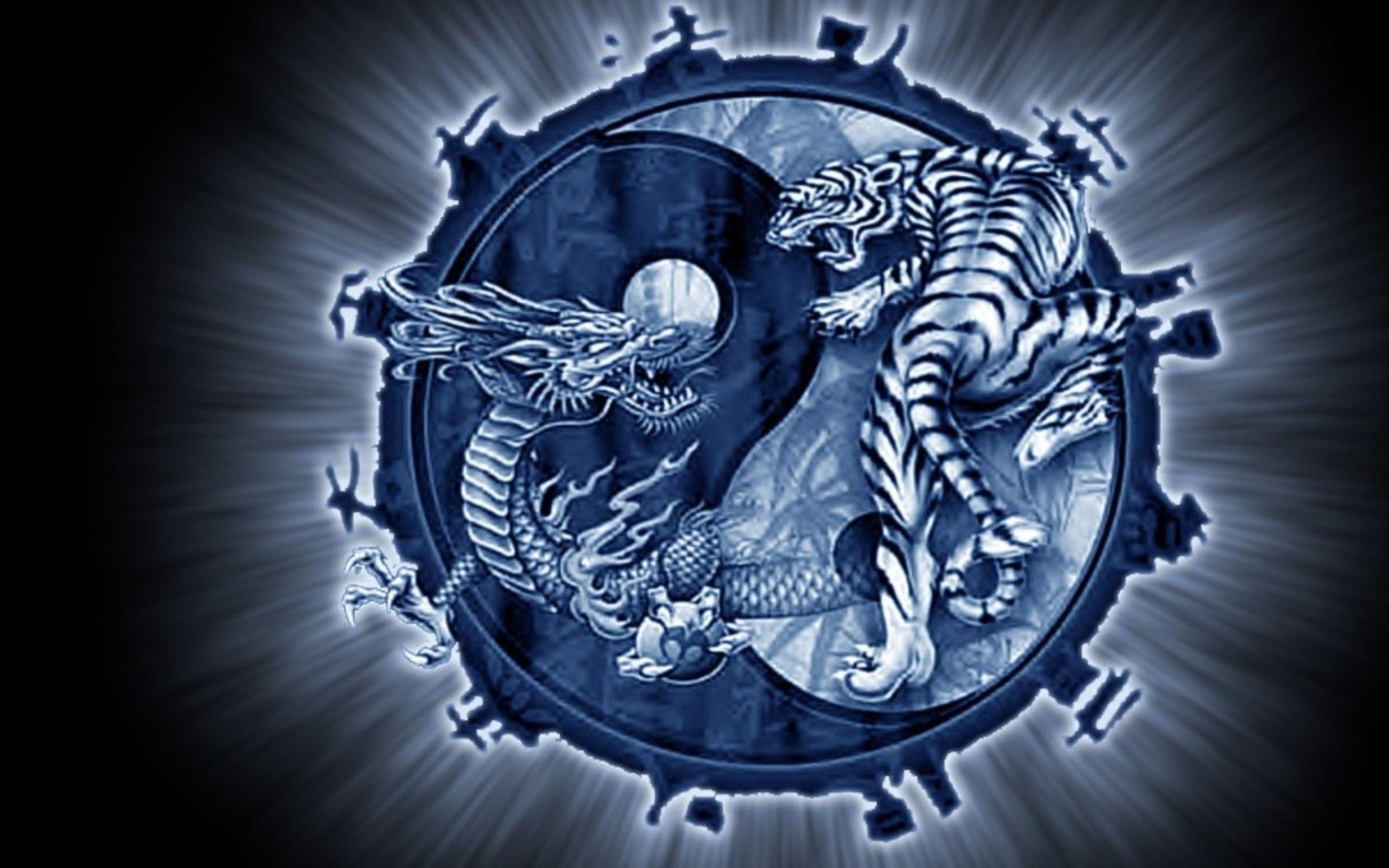 fantasy yin yang. Abstract Dreamy Fantasy Dragons Tigers Yin Yang