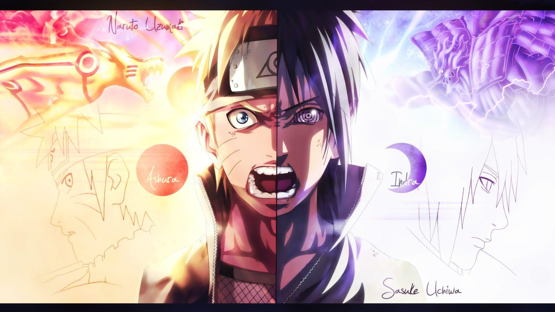 Uzumaki Naruto, Uchiha Sasuke, screaming, splitting, Rinnegan