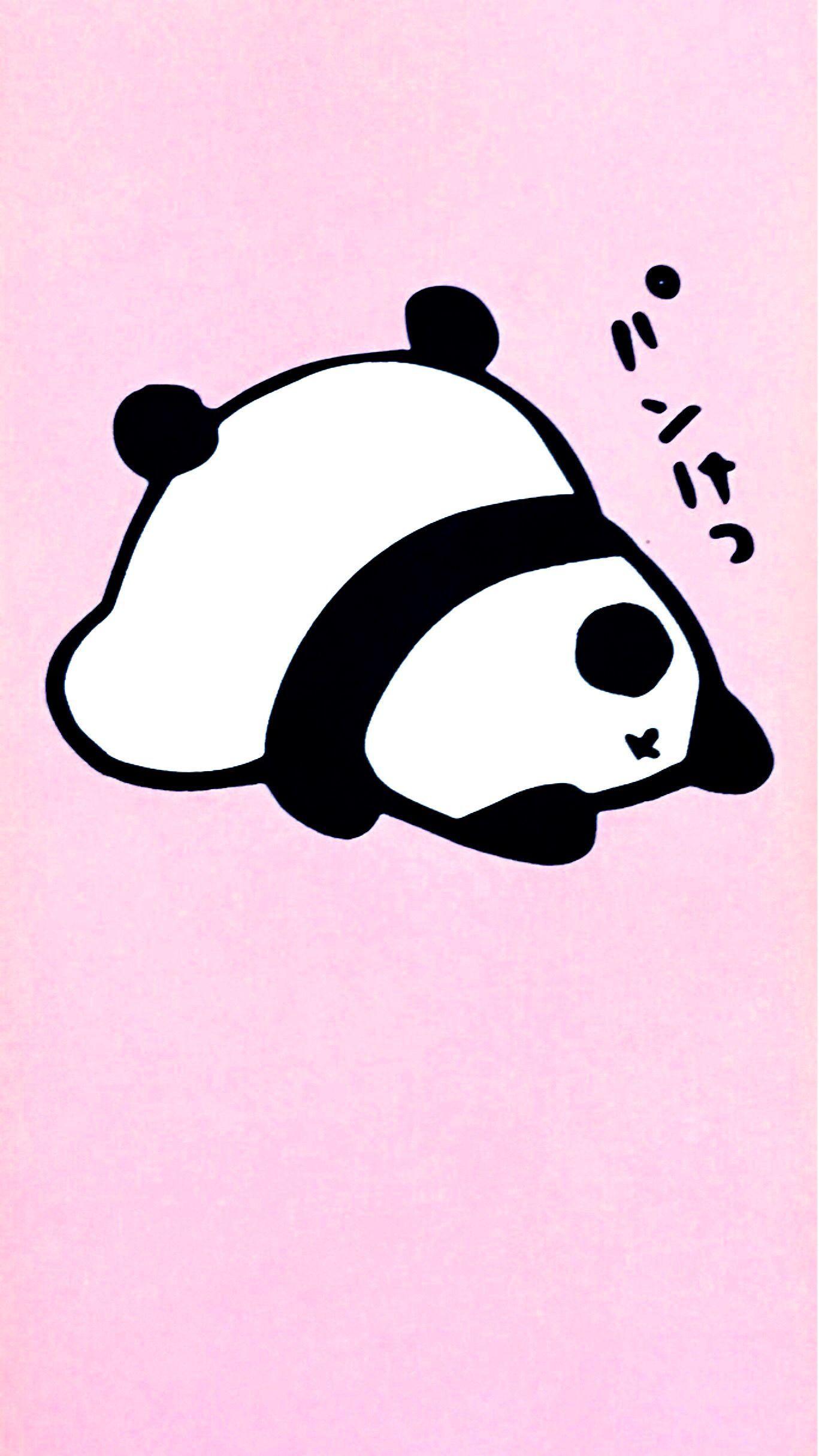 Cute panda with pink background