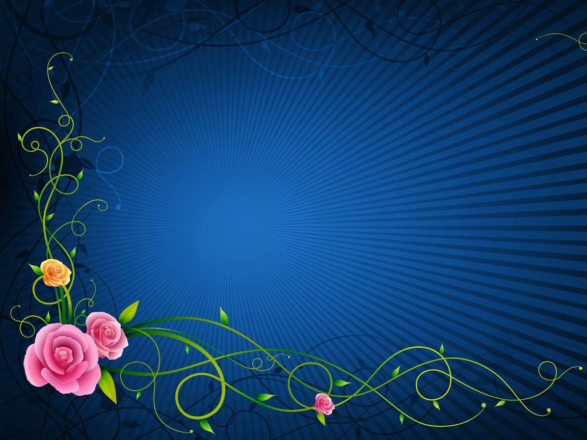 Free Blue Background Floral Rose Frame Background For PowerPoint