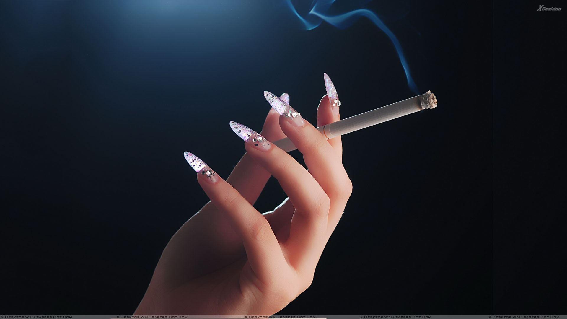 Cigarette In Girls Hand Closeup Wallpaper