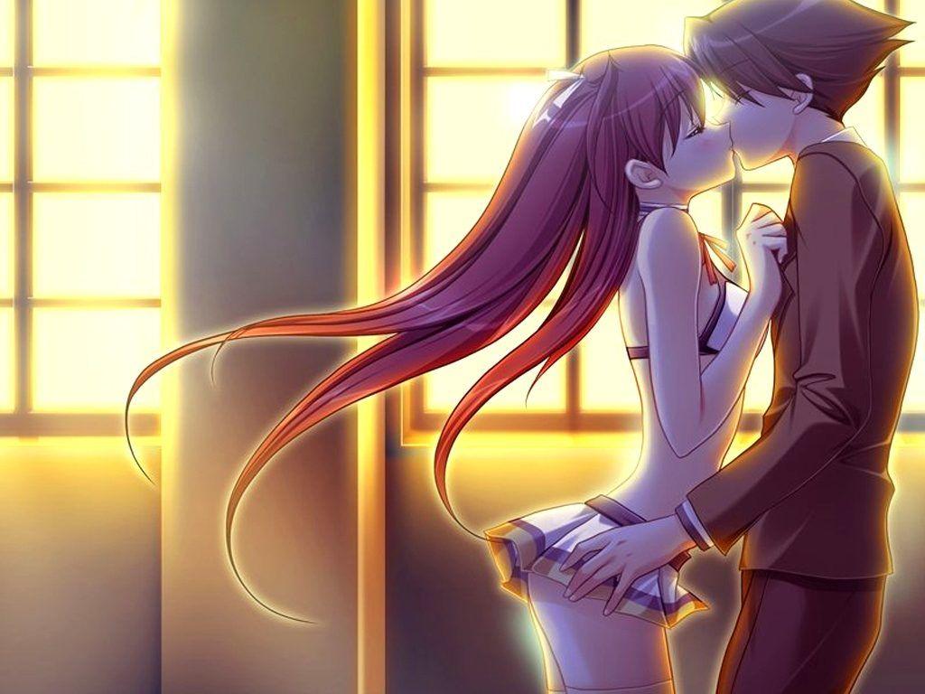 Anime couple kissing HD wallpaper