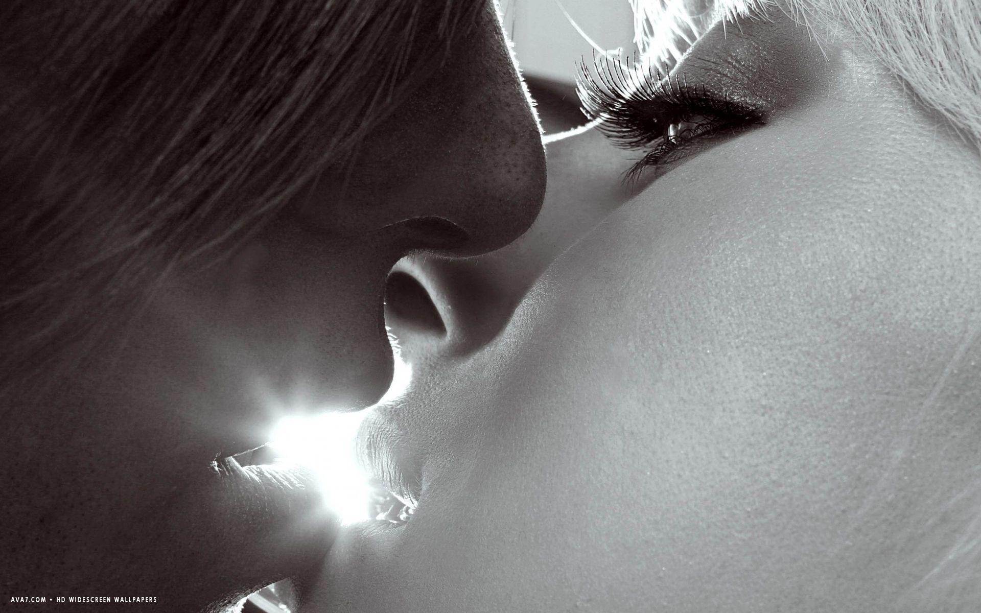 romantic kiss first love gentle couple lips HD widescreen wallpaper