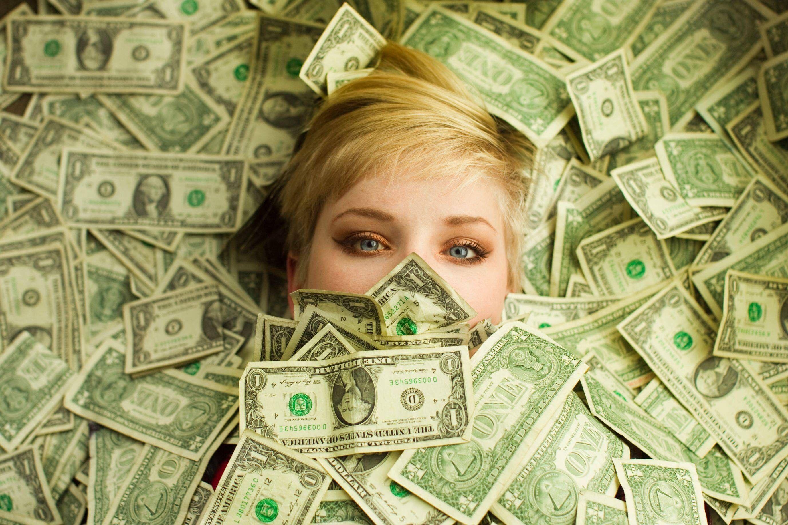 women, money, faces, photo manipulation wallpaper