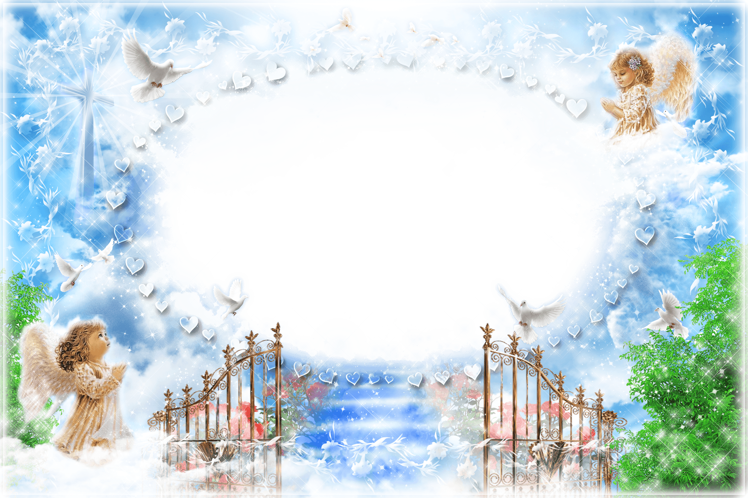 Transparent PNG Frame Angels at the Gates of Heaven