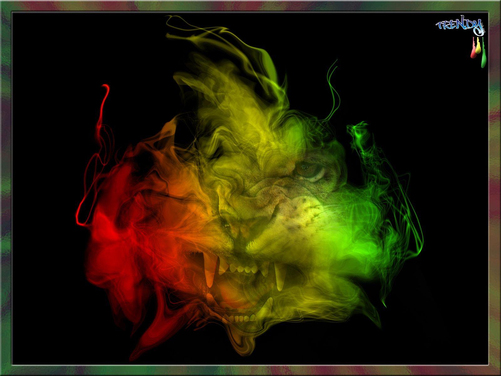 Wallpaper: Reggae Rasta Lion Smoke