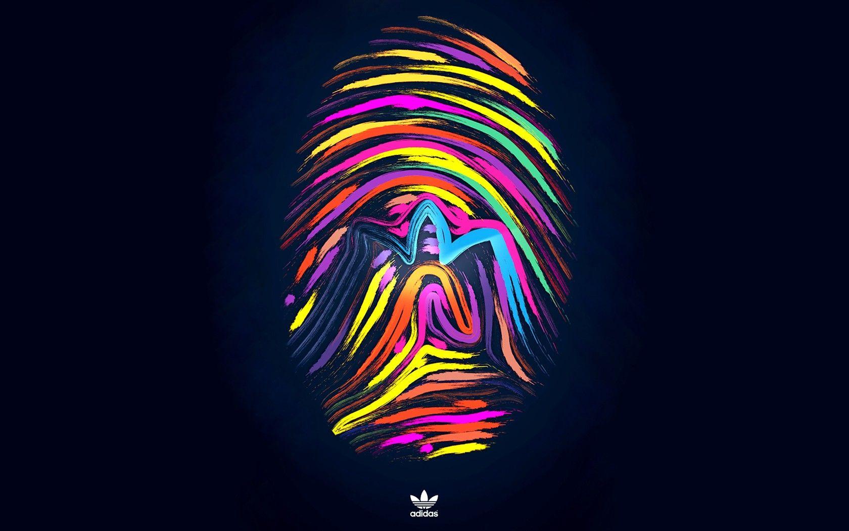Colorful Adidas Fingerprint Illustration Logo Desktop Wallpaper