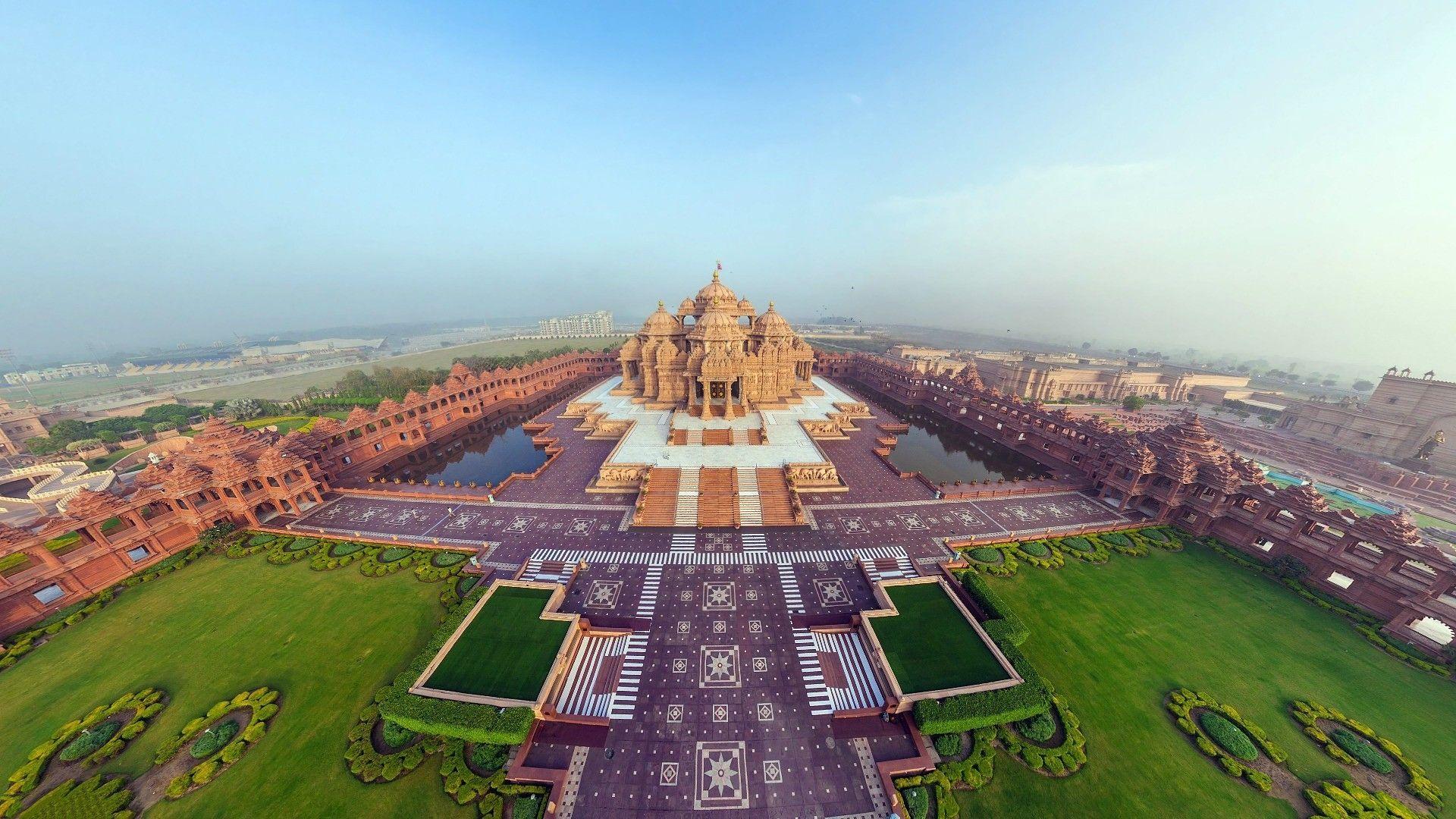 Download Wallpaper 1920x1080 india, akshardham temple, beautiful