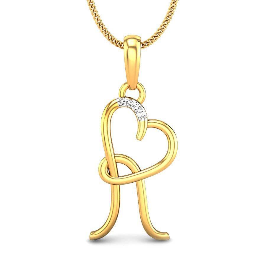 R Love Diamond Pendant Online Jewellery Shopping India. Yellow Gold