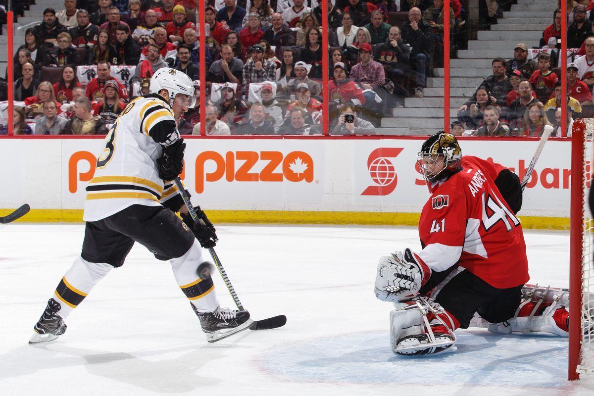 Watch: Brad Marchand's late goal gives the Bruins Game 1