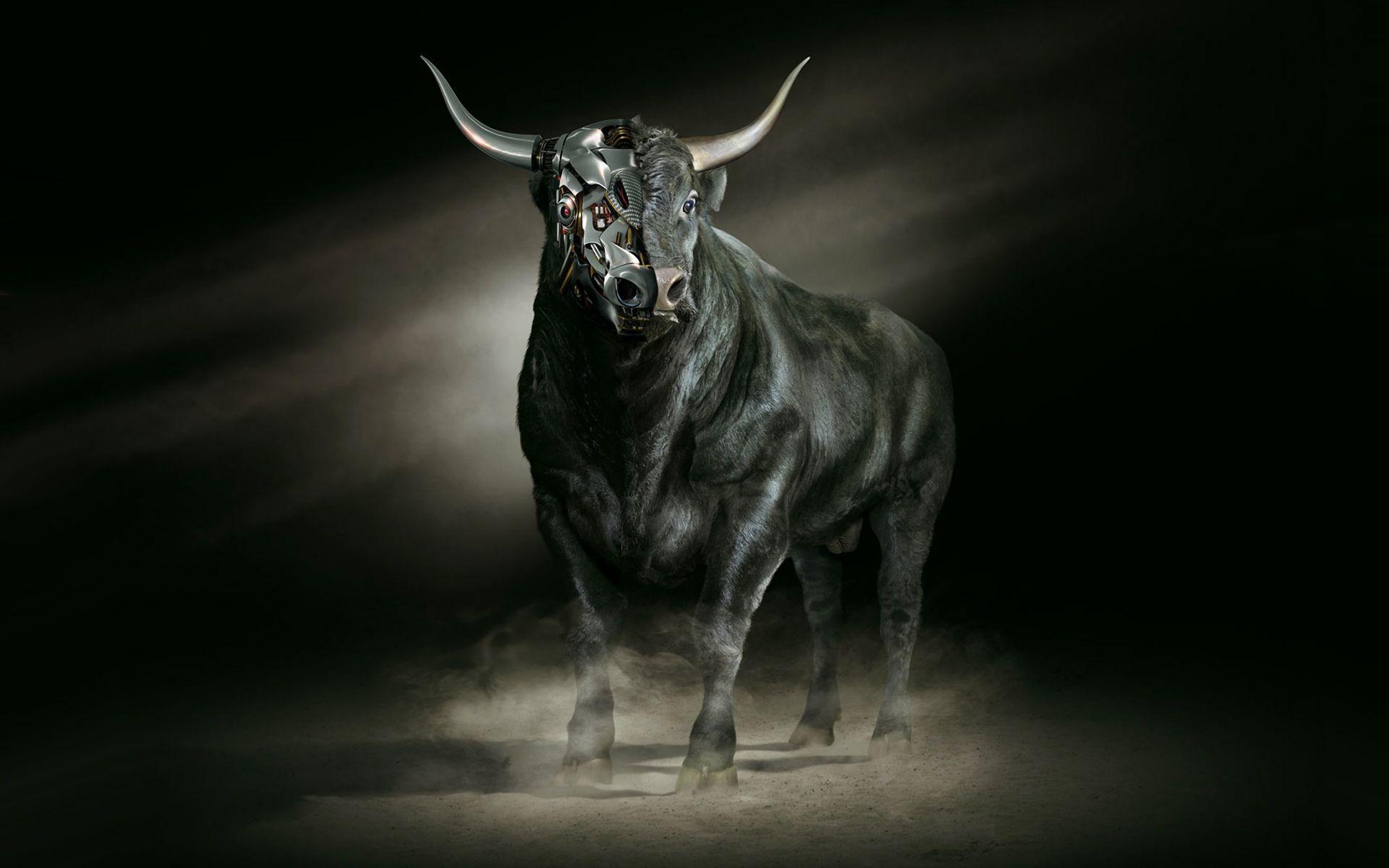 abstract bull art. Black Robot Bull Wallpaper Picture Photo