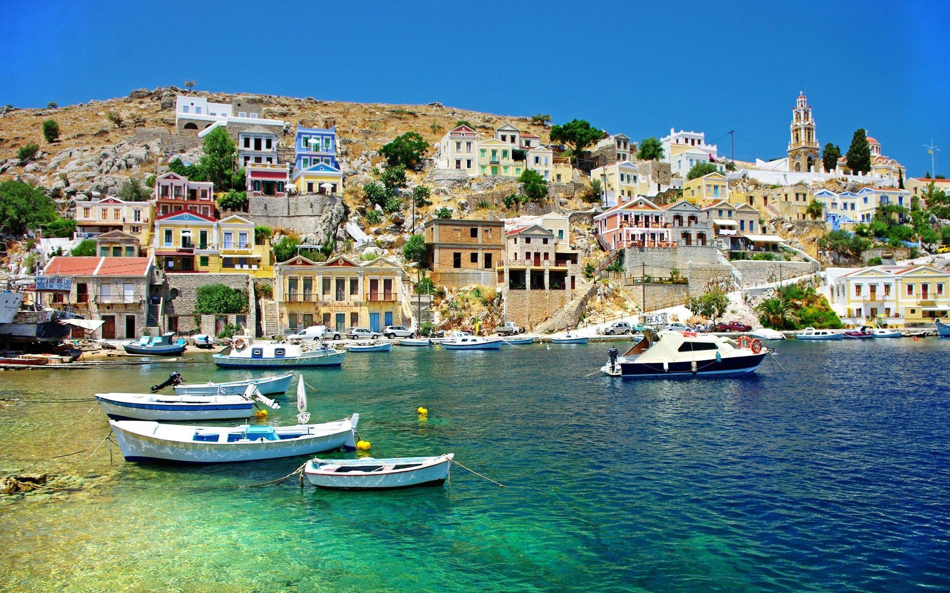 The Greek islands of Symi & Rhodes Full HD Wallpaper and Background