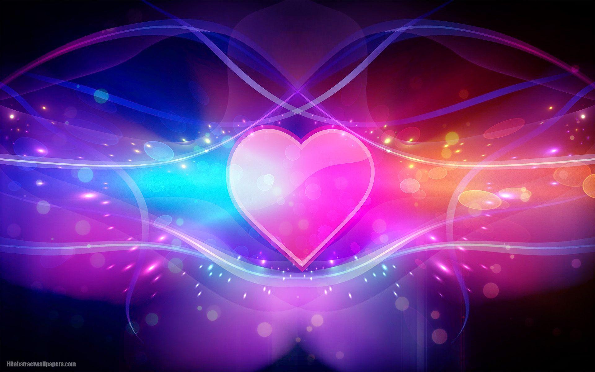 Colorful abstract wallpaper with pink love heart. HD Abstract