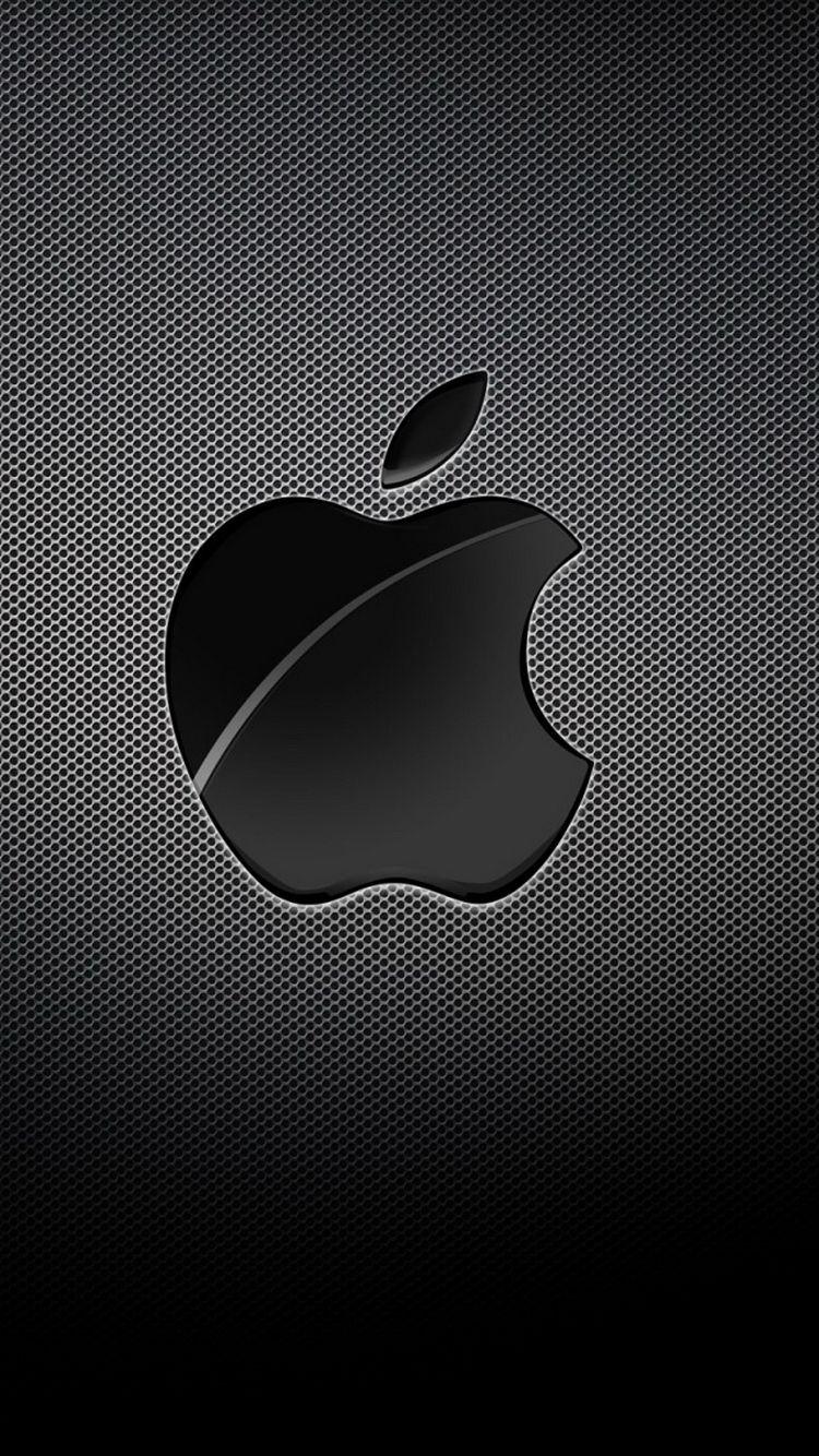 Apple Logo Black Grid Background iPhone 6 Wallpaper HD