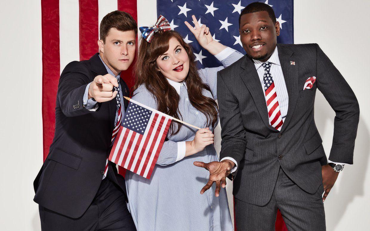Colin Jost image Colin Jost, Aidy Bryant, and Michael Che