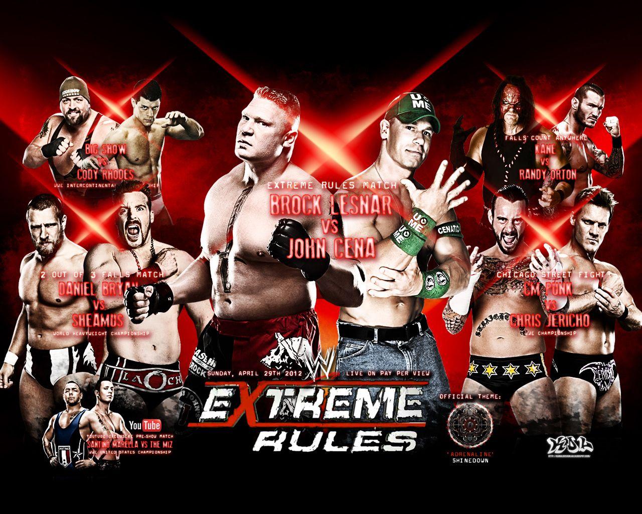 WWE Extreme Rules 2012 Matchcard Wallpaper! 