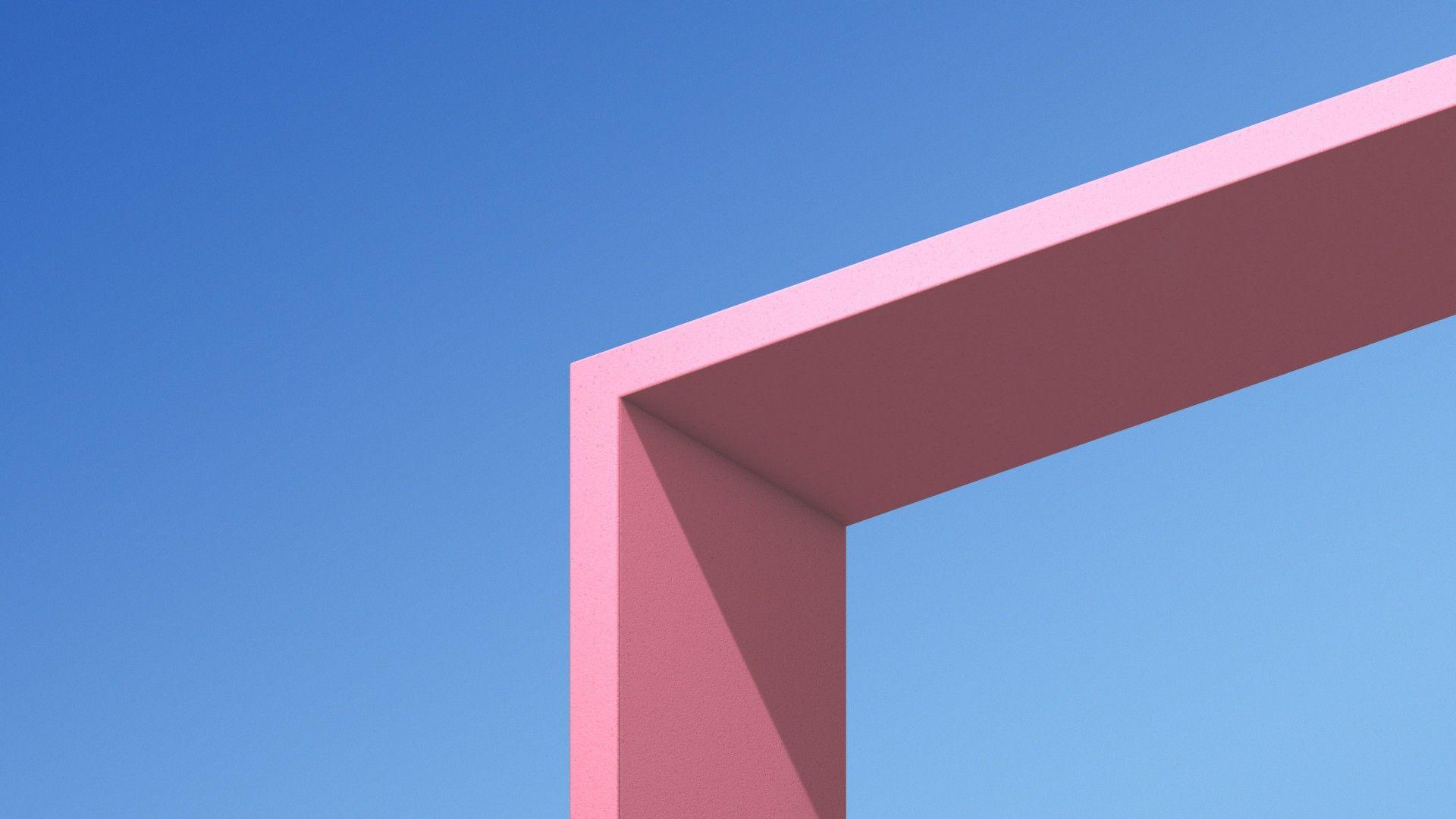 Wallpaper Architecture, Minimal, Blue sky, Pink, HTC U11 Plus, Stock
