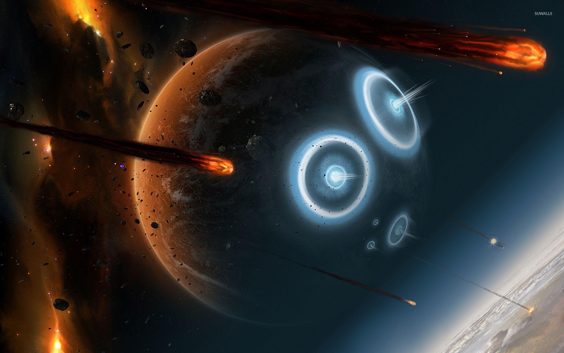Planets hit by asteroids wallpaper wallpaper