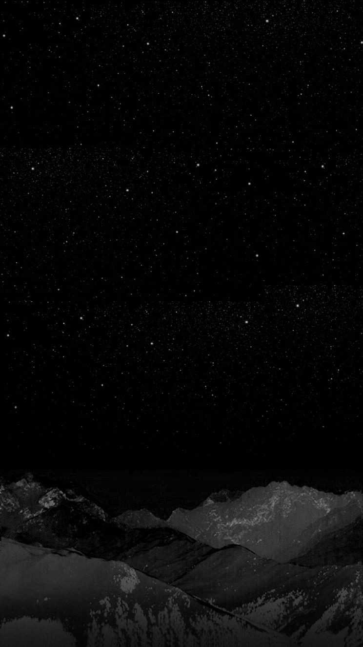 Black Night Stars Winter Mountain Wallpaper iPhone Clean Widescreen