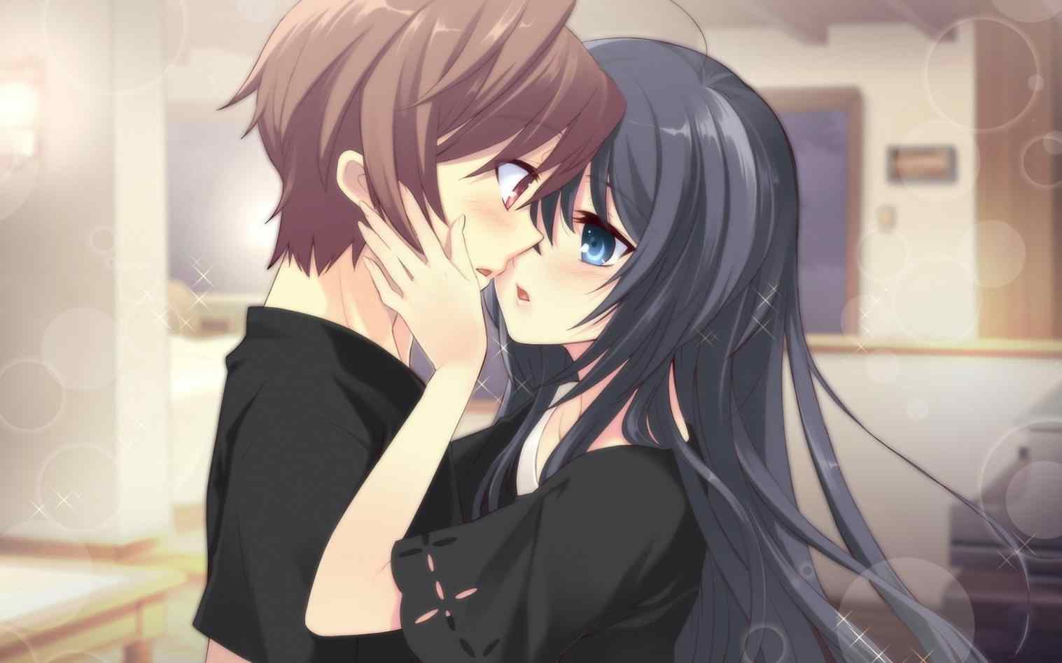 Wallpapers anime girl x anime boy tenderness kiss room hd picture