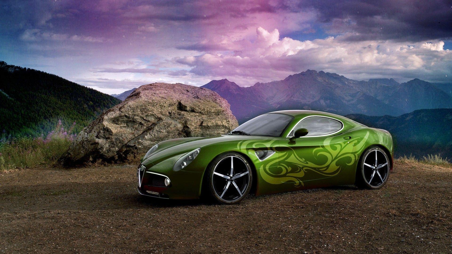 Green Sports Car Modified Background