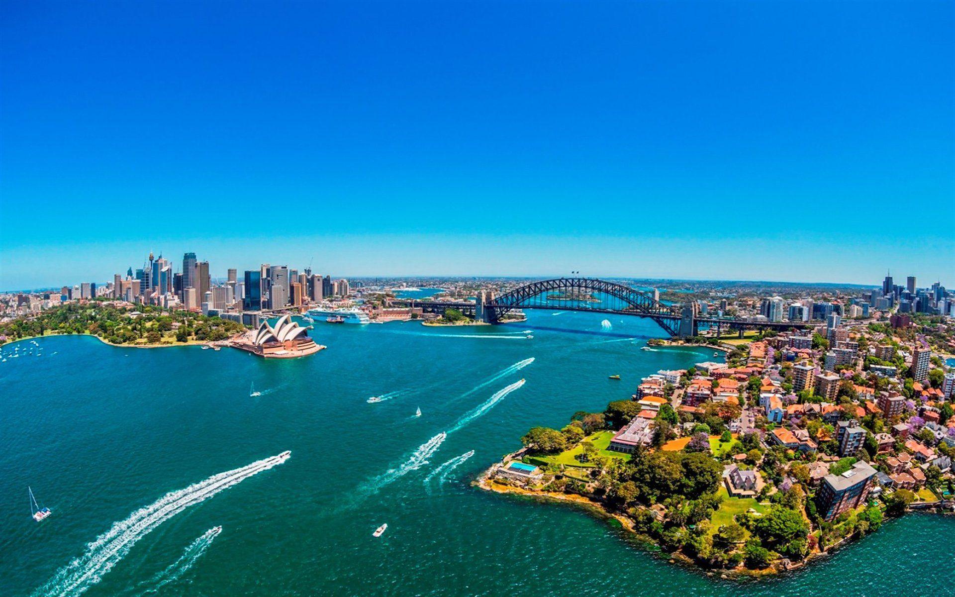 Aerial View of Sydney Harbour HD Wallpaper. Background Image