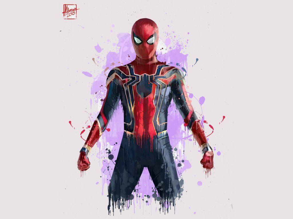 Desktop wallpaper spiderman, minimal, avengers: infinity war, 2018