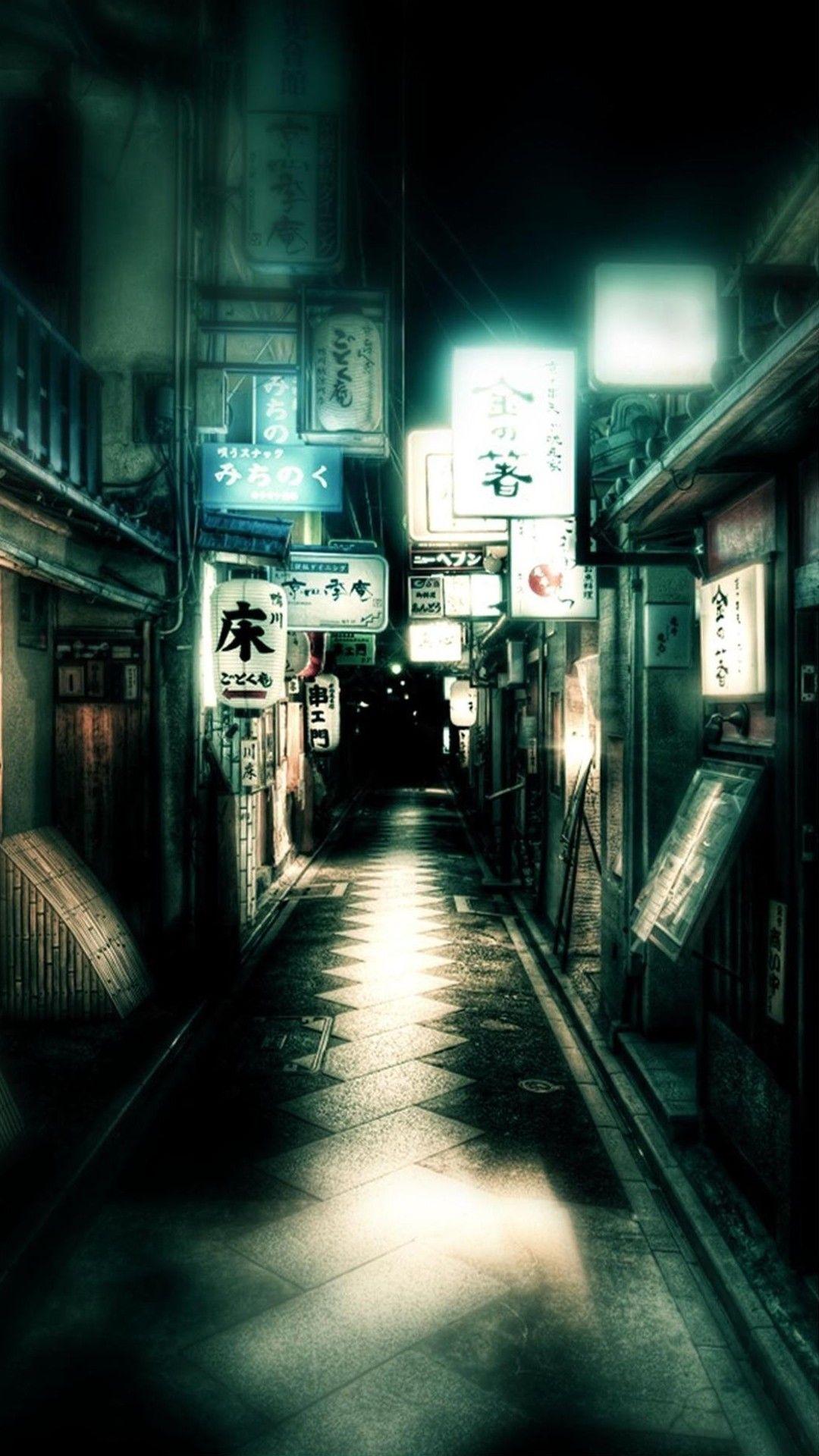 Japan Dark Street Android Wallpaper free download