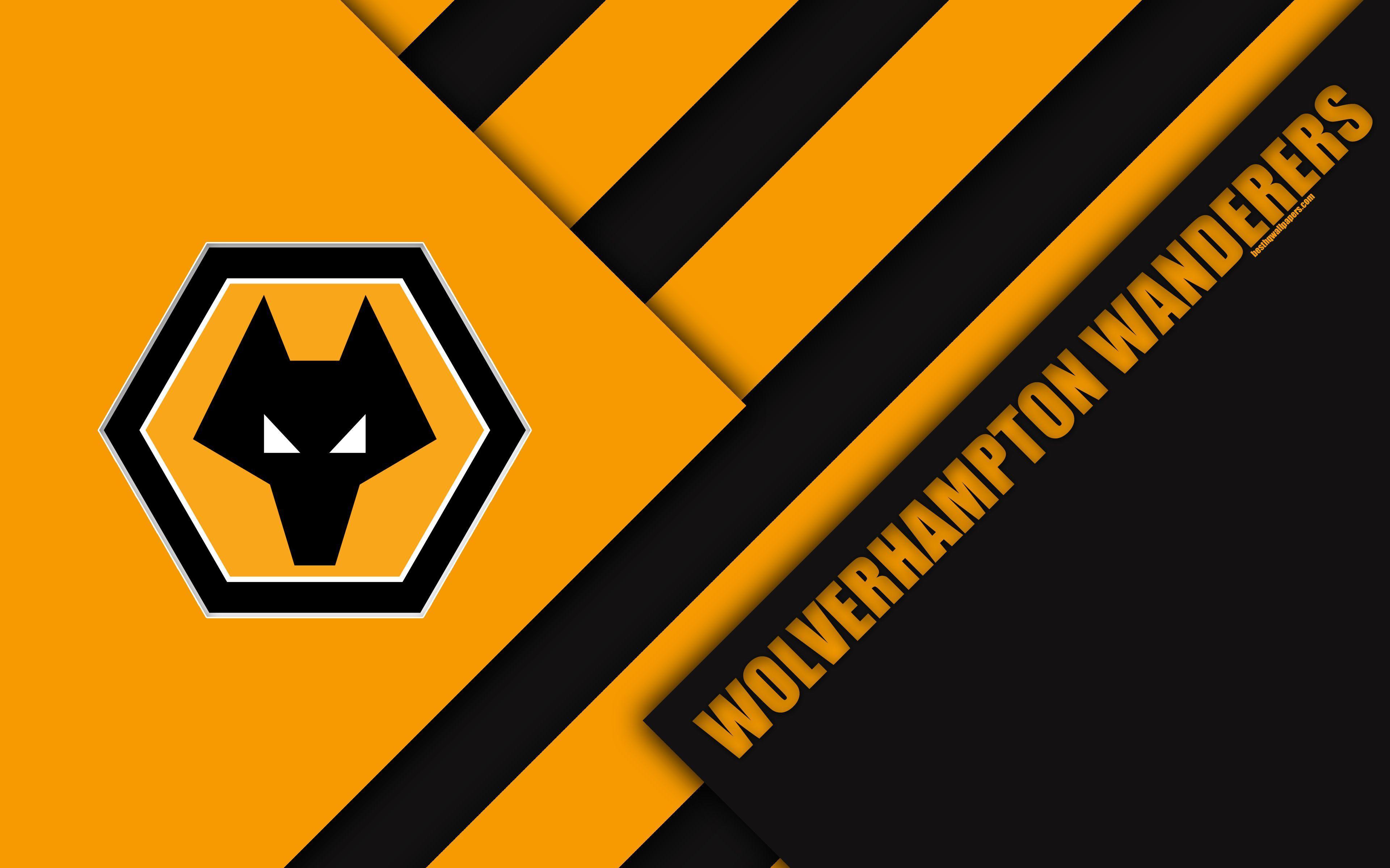 Download wallpapers Wolverhampton Wanderers FC, logo, 4k, orange