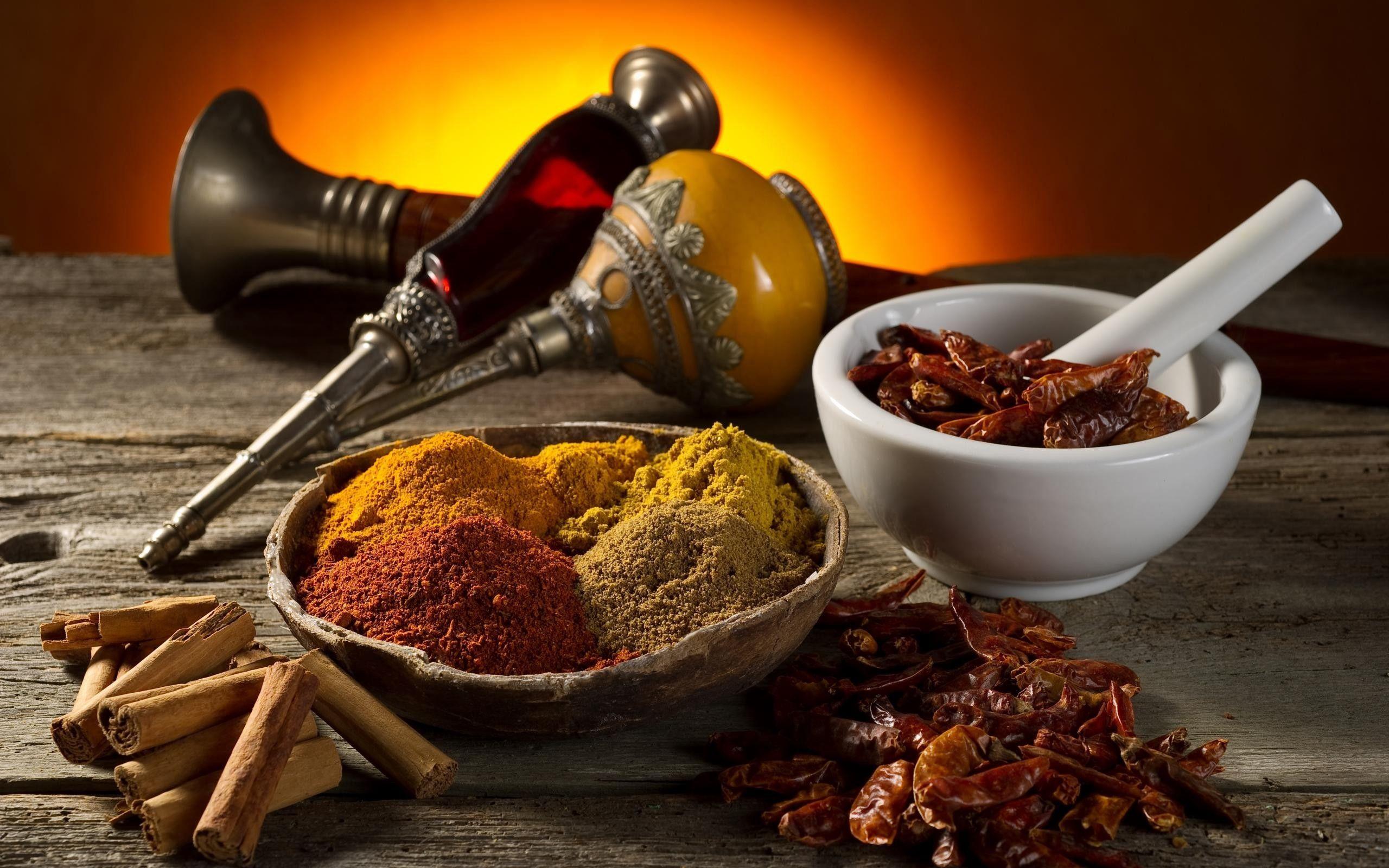 Download wallpaper 2560x1600 spices, sprinkles, dishes, table HD