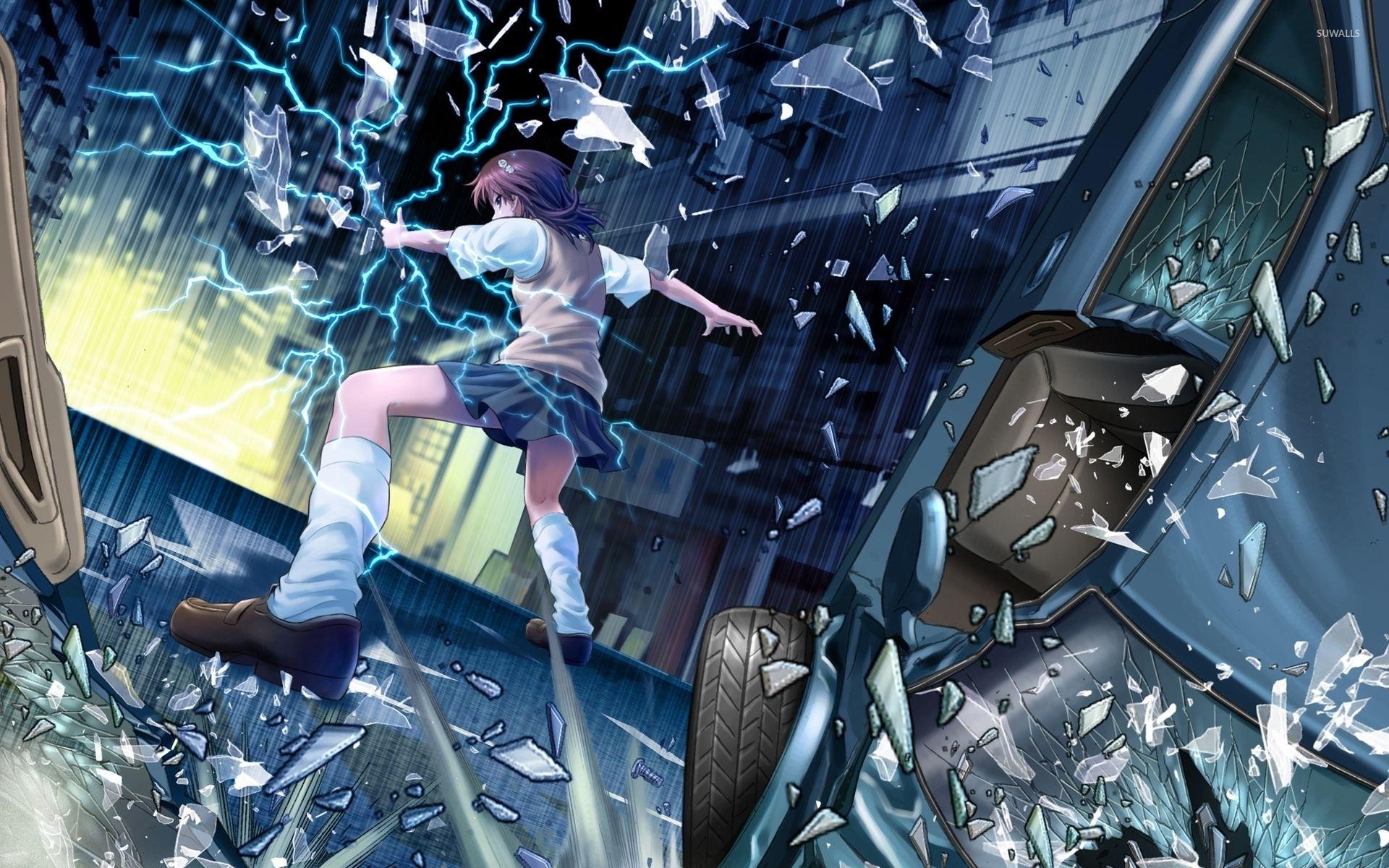 Misaka Mikoto through broken glass Majutsu no Index