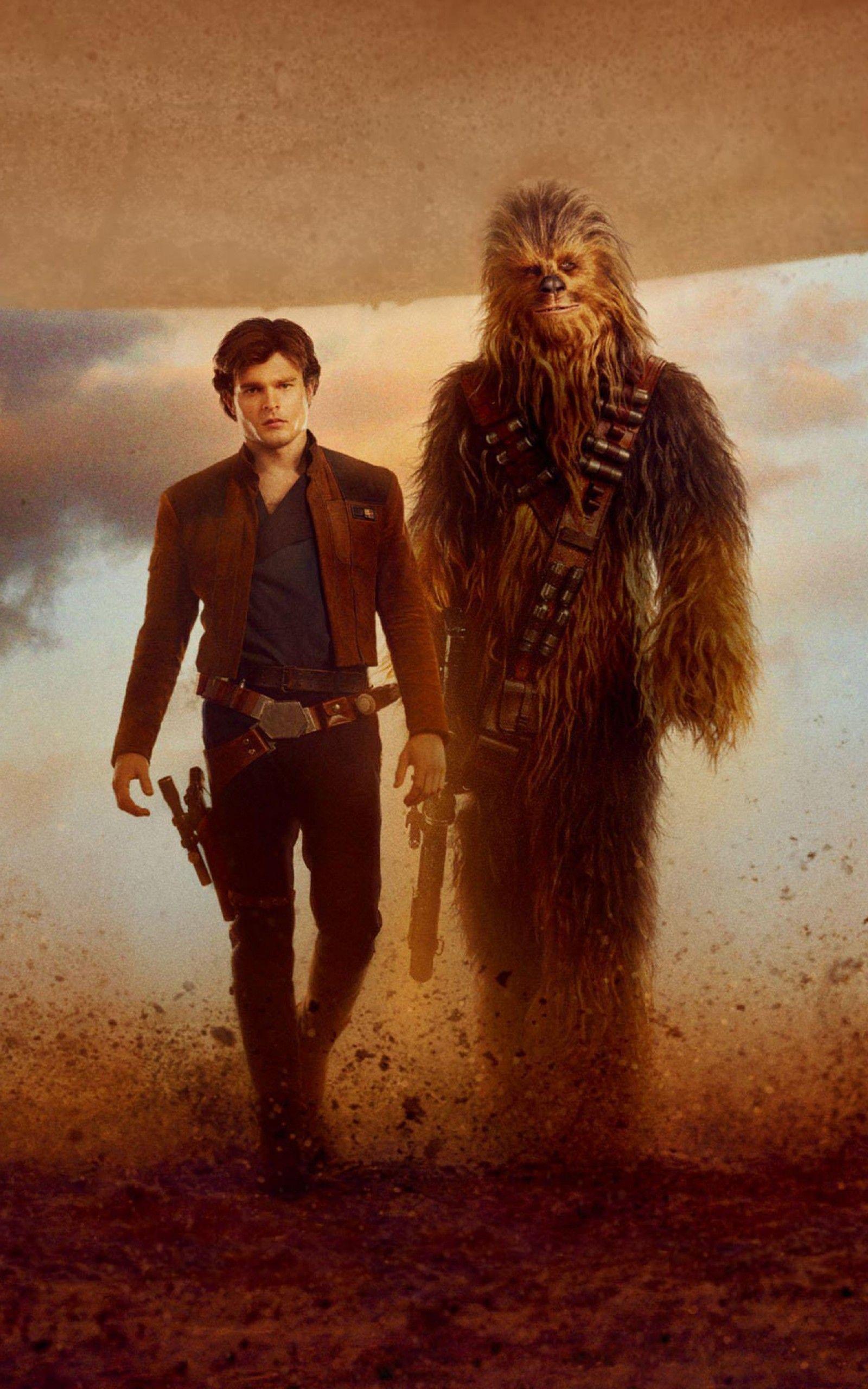 Download 1600x2560 Solo: A Star Wars Story, Chewbacca, Han Solo