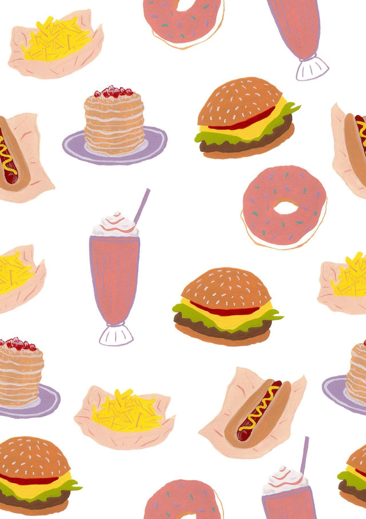 american diner food / cheeseburger, fries, hot dog, milkshake