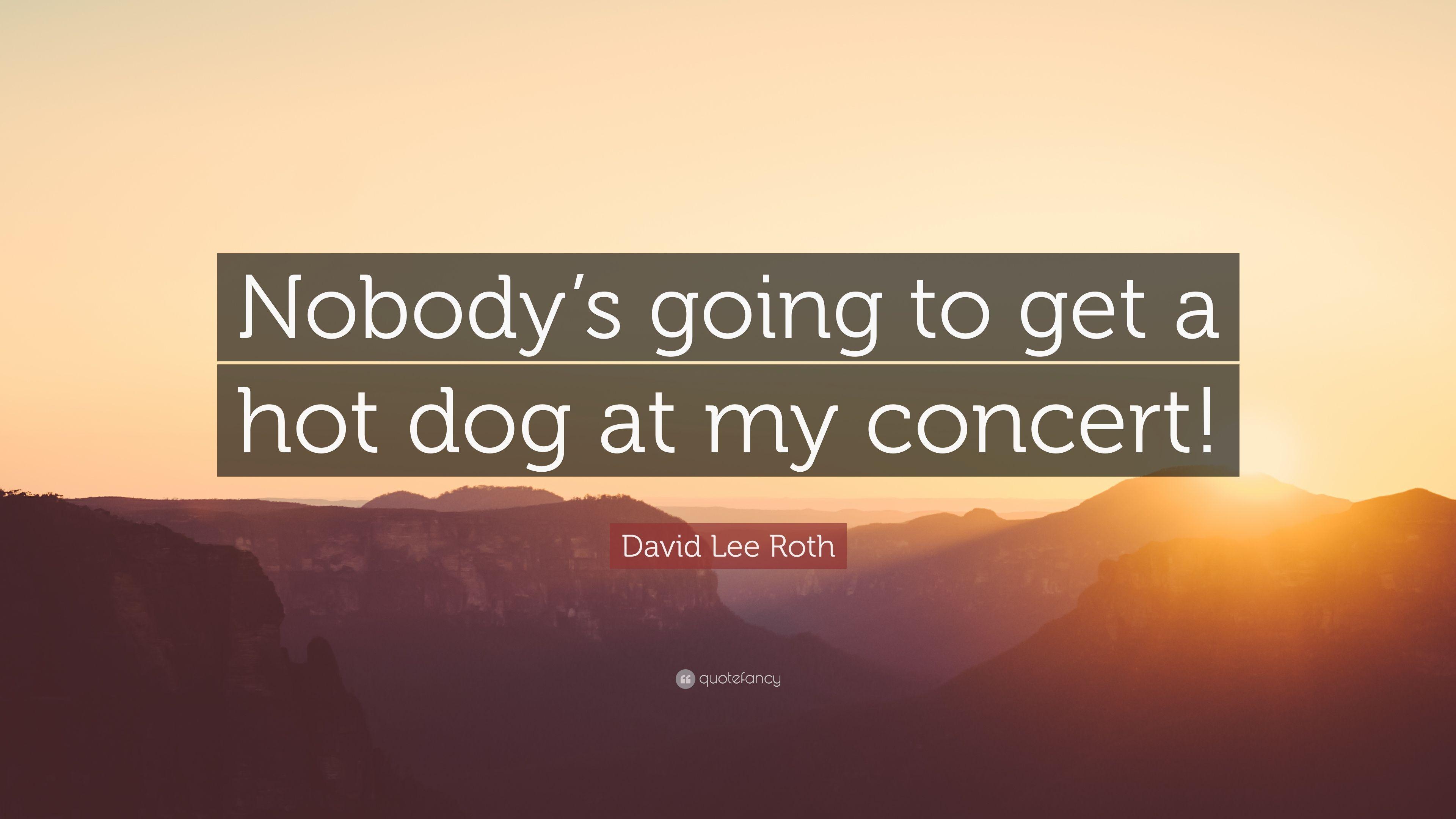 David Lee Roth Quote: “Nobody's going to get a hot dog at my concert
