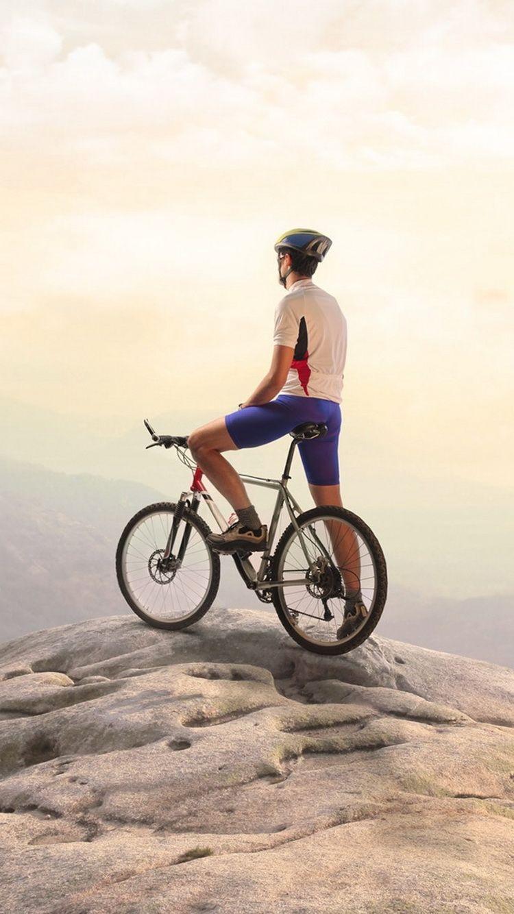 Bike Rider Top Mountain iPhone 6 Wallpaper HD Download