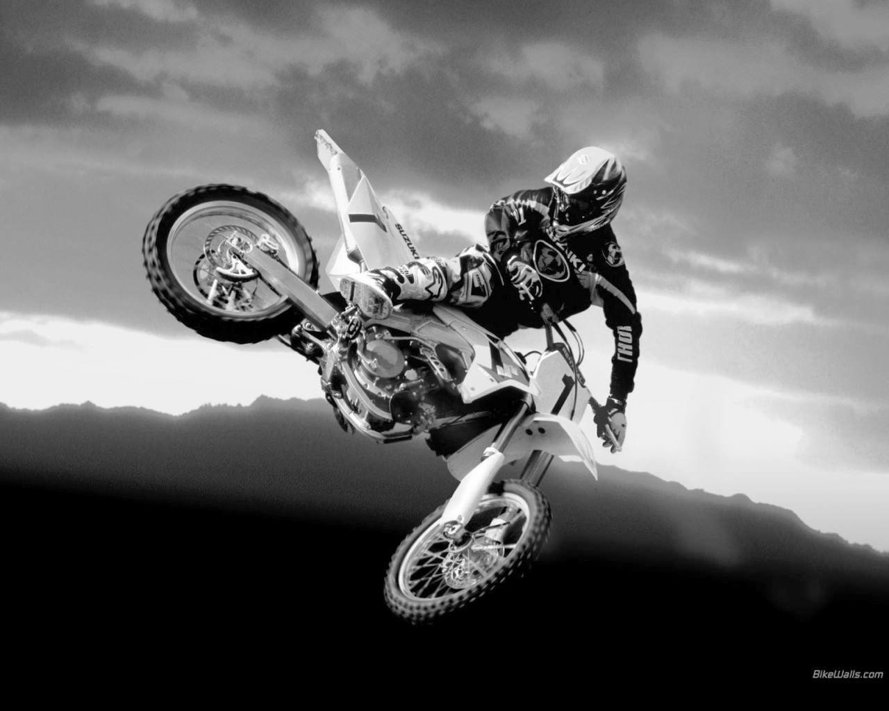 Dirt Bike Black And White Wallpaper (1280×1024). Art