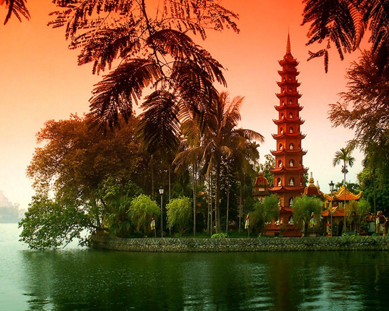 Hanoi Tag wallpaper: Hanoi Temple Vietnam Lake Photography Di