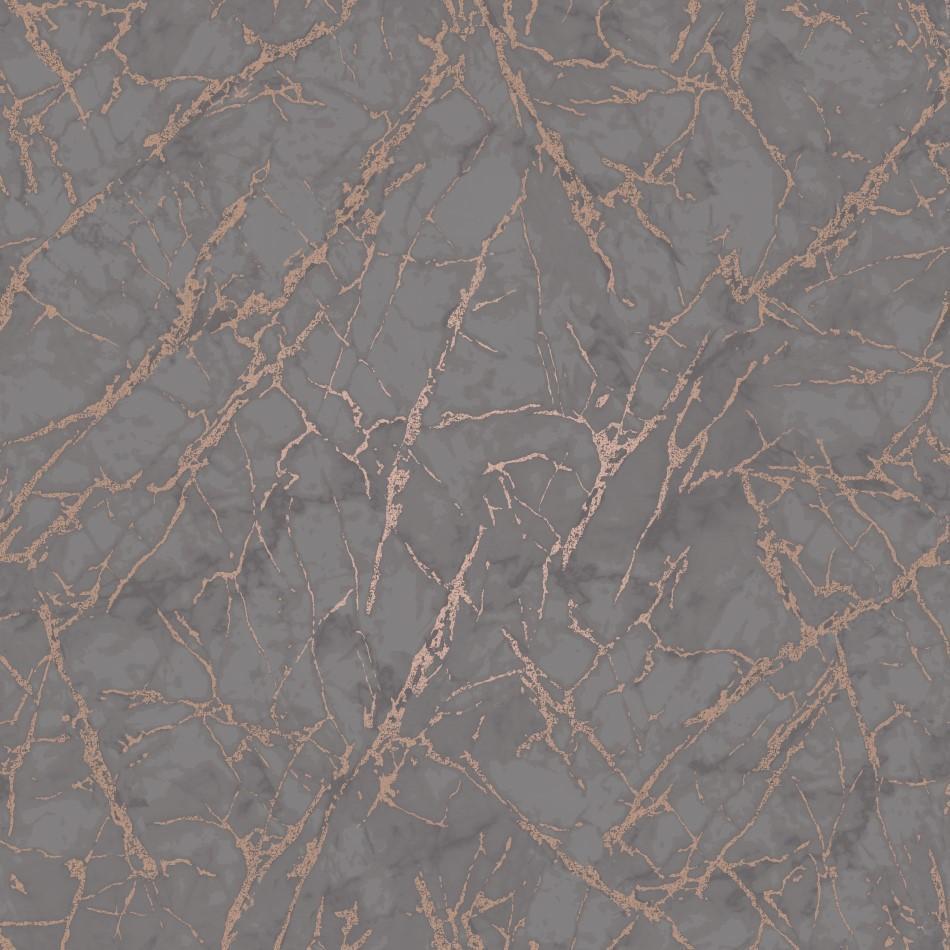 Marblesque Charcoal / Copper Metallic Marble Wallpaper