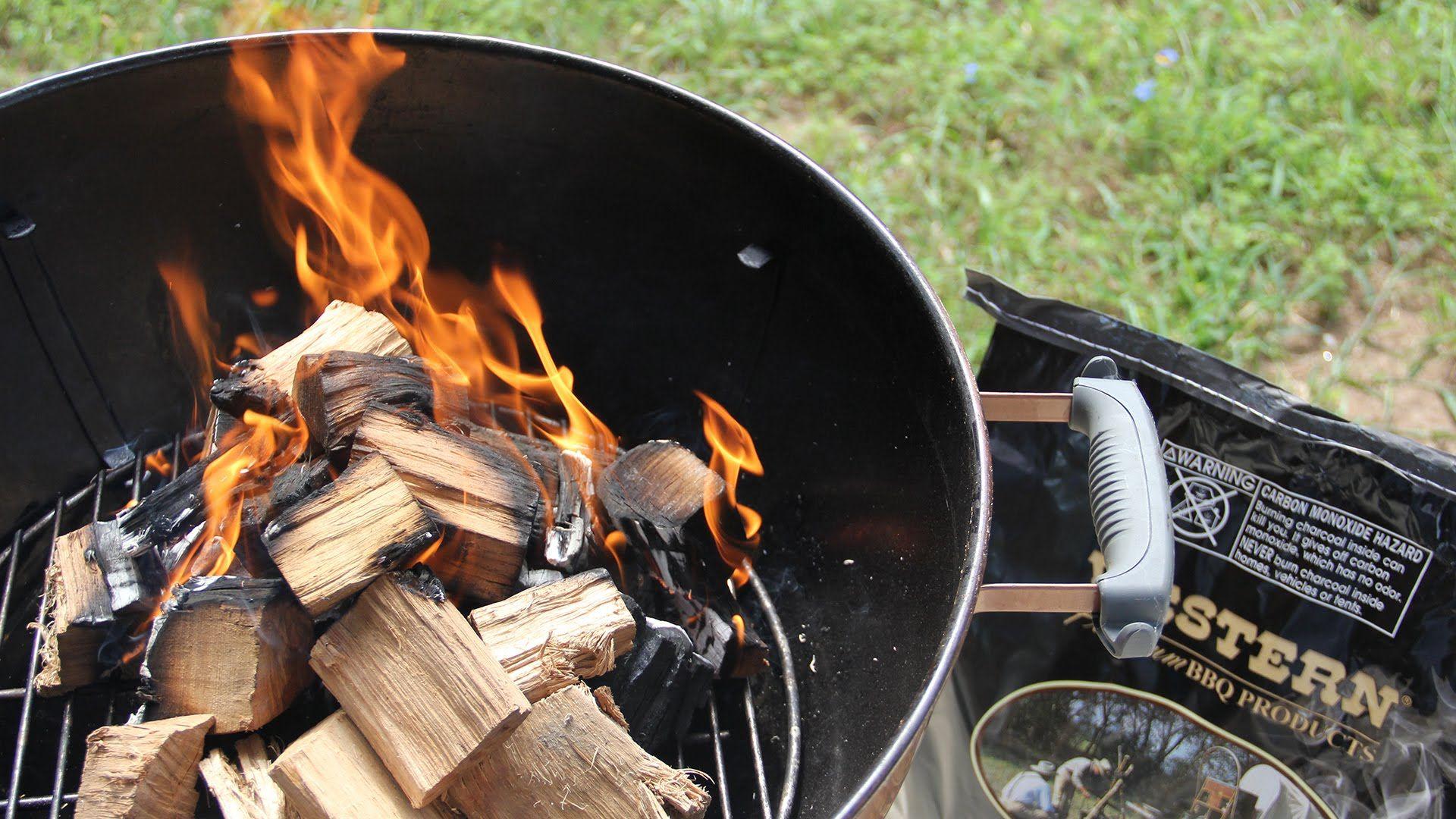 Natural Wood cooking on a Charcoal Grill