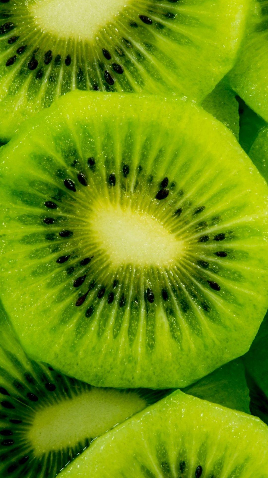 Kiwi Fruit Slices Cut Macro Green Wallpaper