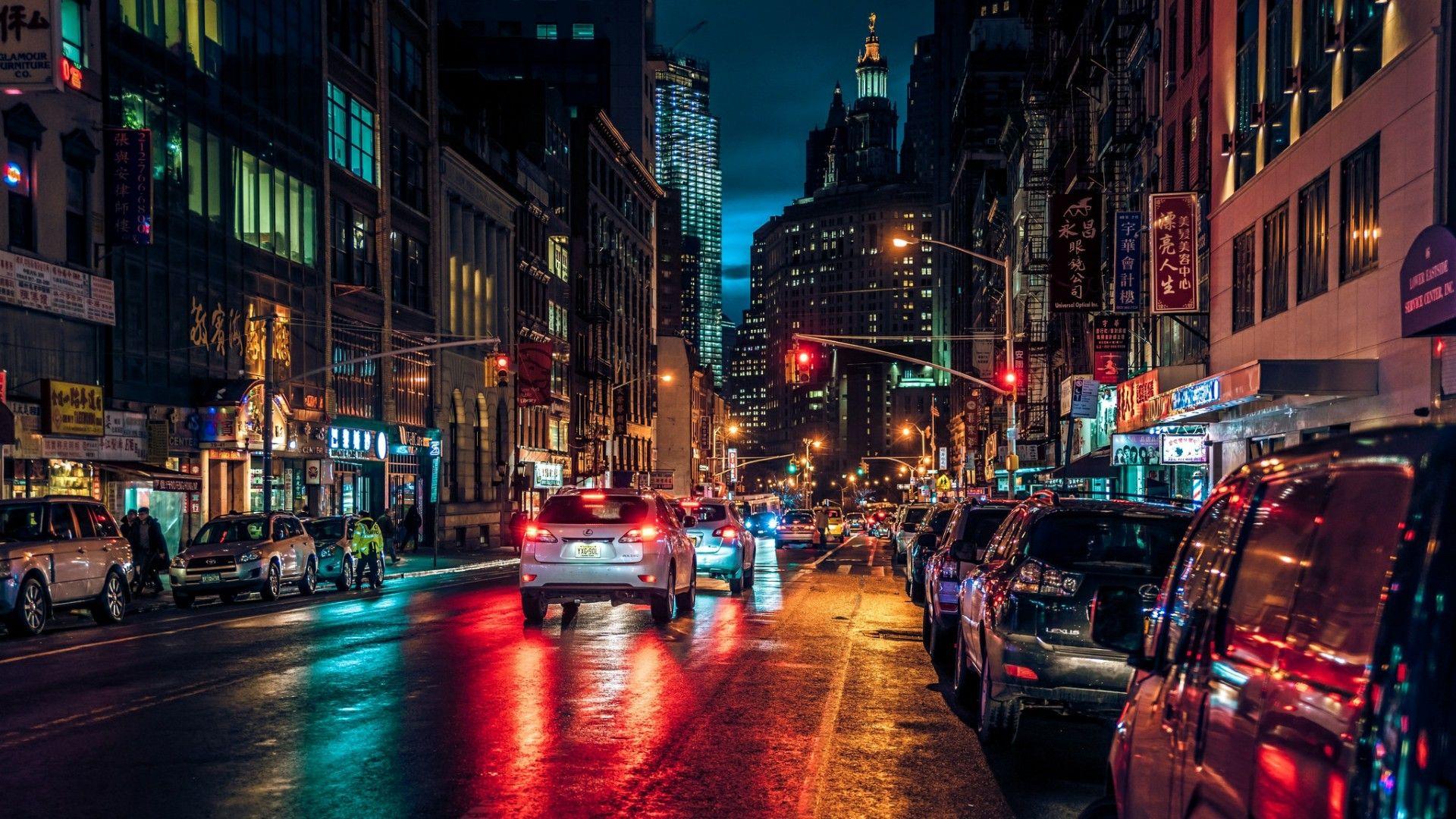 Chinatown New York City By Night Wallpaper. Wallpaper Studio 10