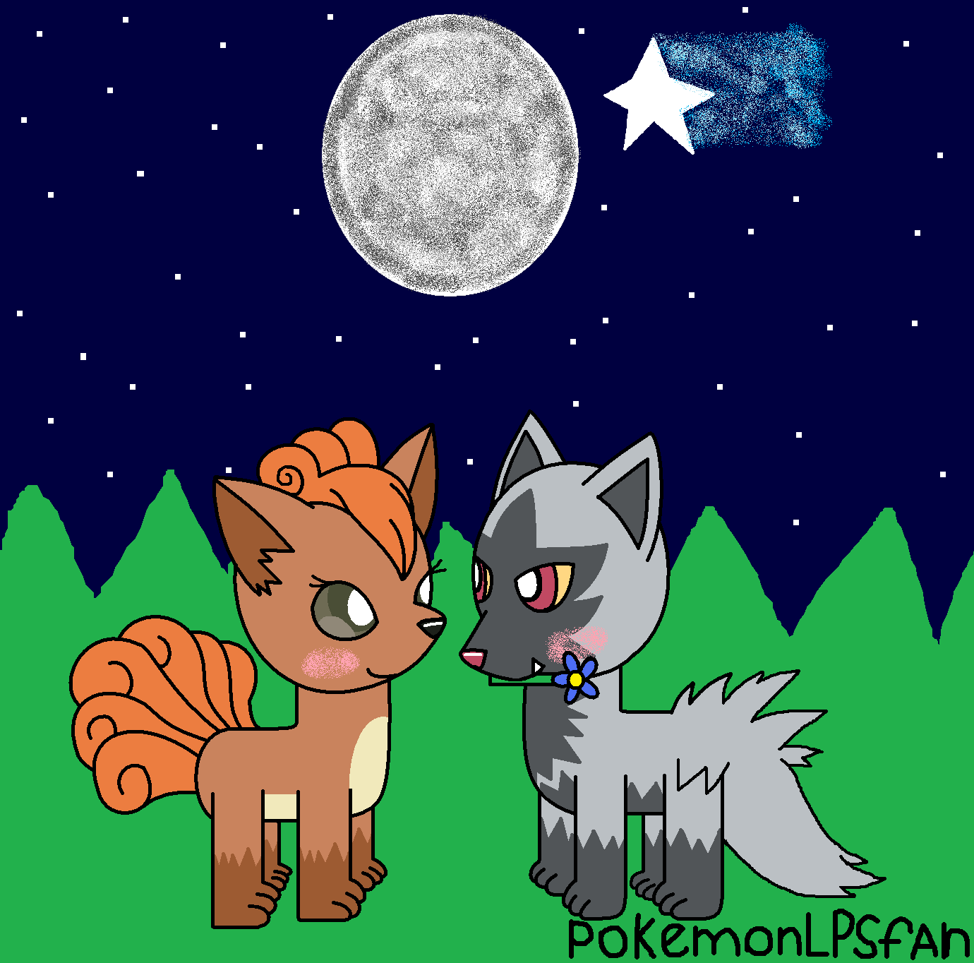 vulpix and poochyena in love
