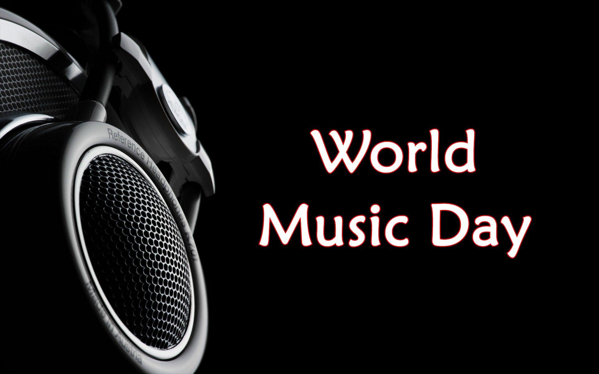 World Music Day Headphones Music Black Background