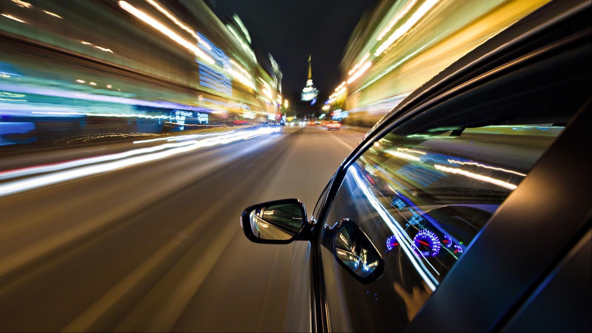 Car Speed Light Trails City Night Desktop Wallpaper