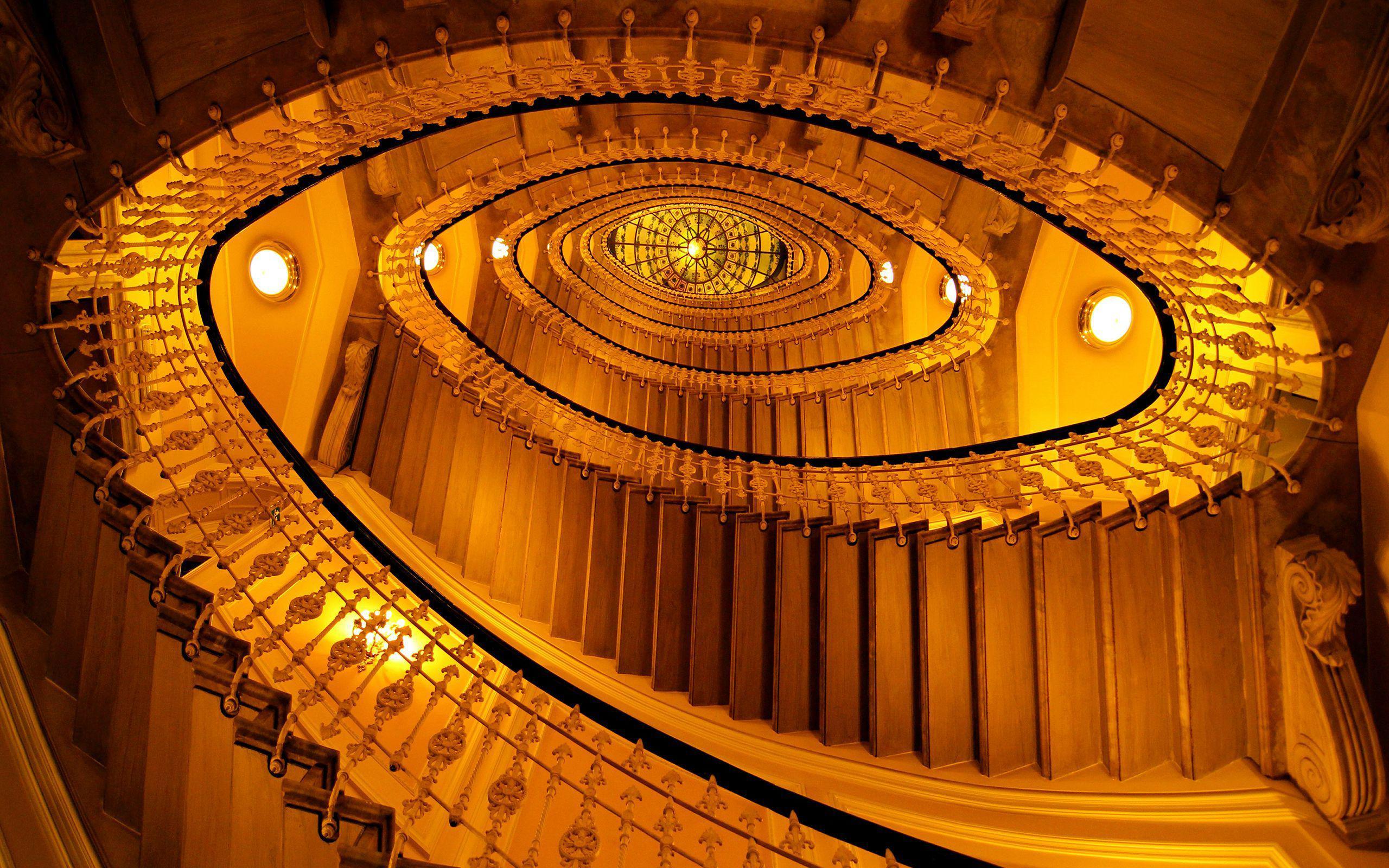 Gold Staircase Full HD Wallpaper and Background Imagex1600