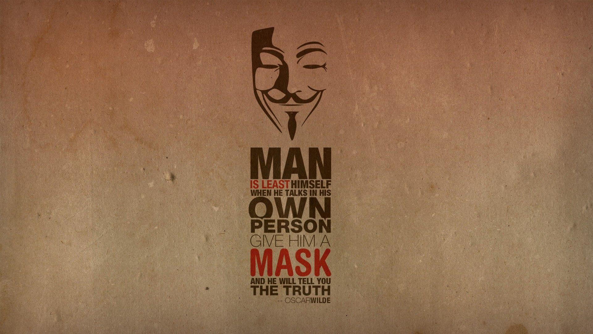 Anonymous, minimalistic, text, quotes, typography, masks, Oscar