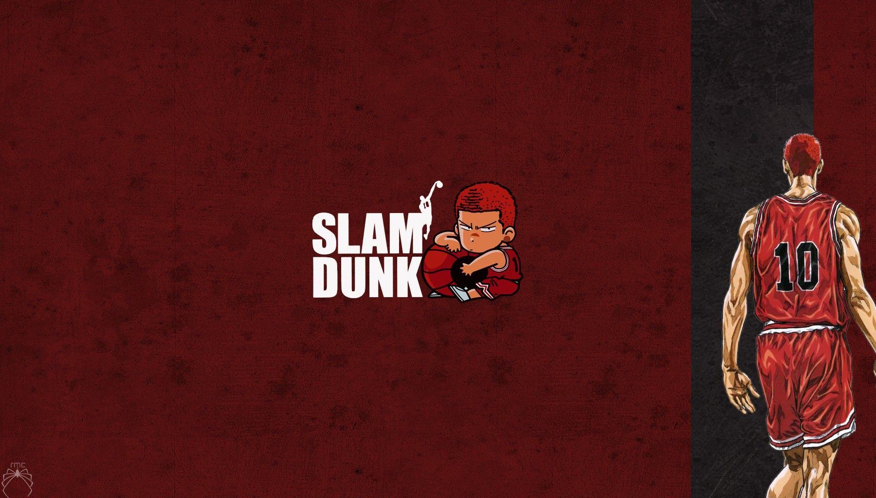 Wallpaper, illustration, anime, red, poster, brand, Slam Dunk