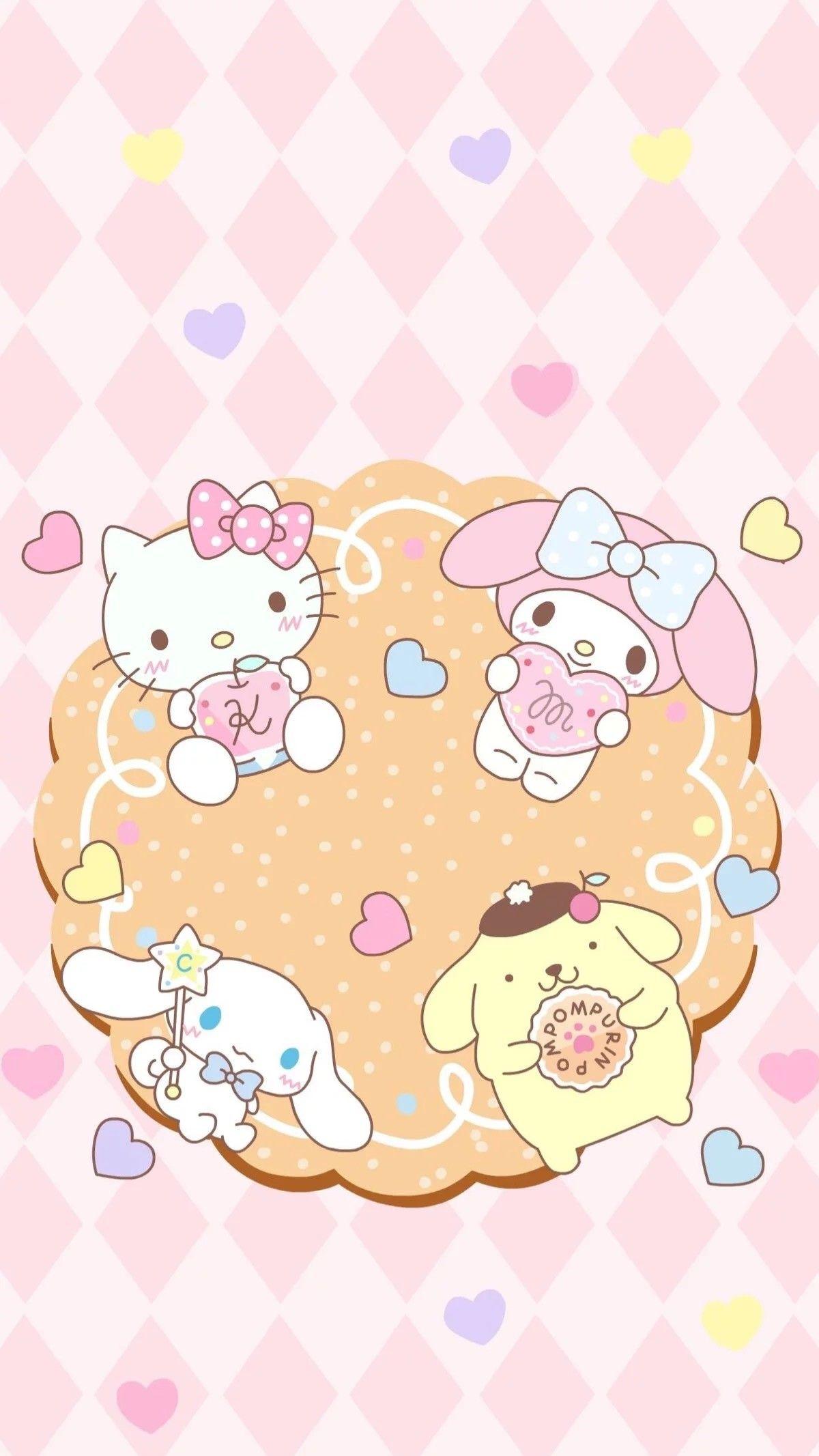Sanrio Pom Pom Purin and Macaron Wallpaper