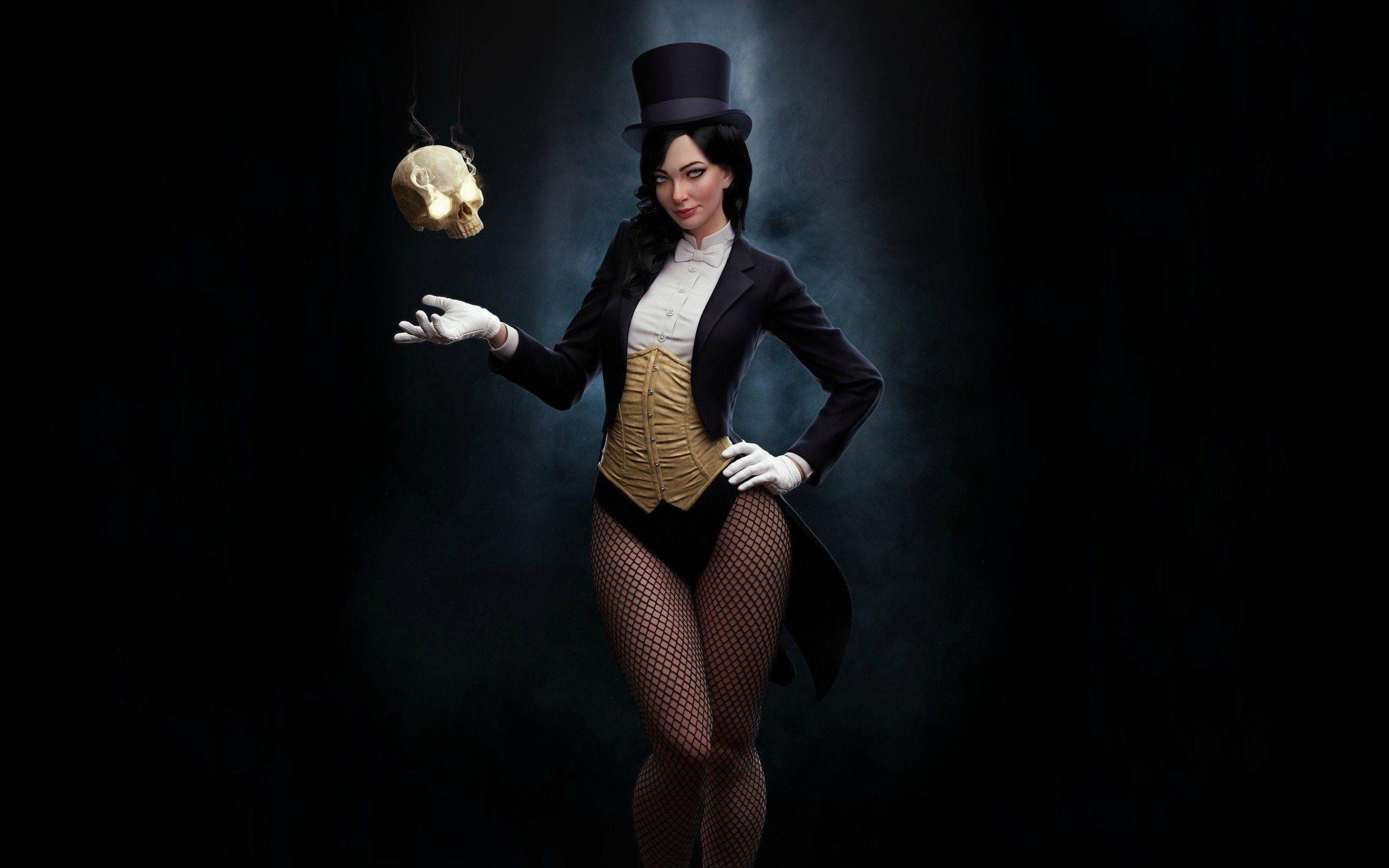 Zatanna, Women, DC Comics, Illustration, Skull, Dark background, Top